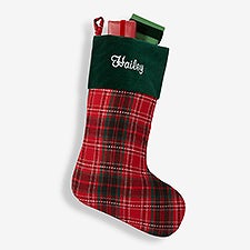 Personalized Holiday Plaid Christmas Stocking - 17895