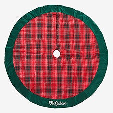 Personalized Holiday Plaid Christmas Tree Skirt - 17896