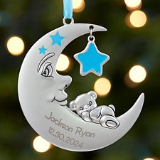 Baby Boy First Christmas Ornament - Personalized Moon - 17984