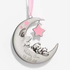 Baby Girl First Christmas Ornament - Personalized Moon - 17985