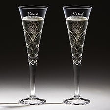 Engraved Crystal Champagne Flutes - Reed & Barton - 18260