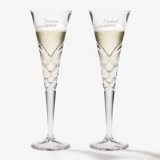 Engraved Crystal Champagne Flutes - Reed & Barton - 18260