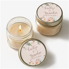 Personalized Mason Jar Candle Wedding Favors - Modern Floral - 18913