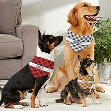 Plaid Personalized Dog Bandanas - 19046