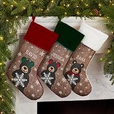 Personalized Christmas Stockings - Holiday Bear Family - 19348