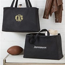 Personalized Large Black Tote Bag with Name or Monogram - 19791