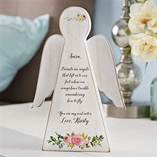 Floral Friendship Personalized Wood Angel - 20167