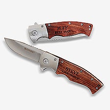 Groomsman Personalized Wooden Handle Folding Knife - 20173