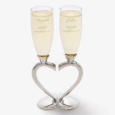 Personalized Wedding Flutes - Connected Hearts - 21109