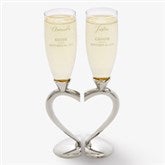 Personalized Wedding Flutes - Connected Hearts - 21109