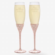 Radiant Rose Gold Etched Wedding Champagne Flutes - 21110