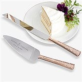 Rose Gold Engraved Cake Knife & Server Set - 21113