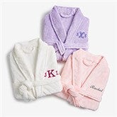 Classic Embroidered Short Fleece Robe - 21547