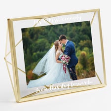 Engraved Wedding Photo Frame - Gold Prisma Glass - 21620