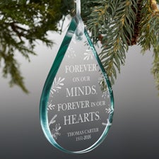 Memorial Teardrop Engraved Glass Ornaments - 21666