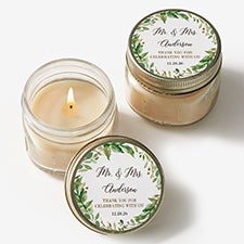 Personalized Laurels of Love Mason Jar Candle Favors - 22049