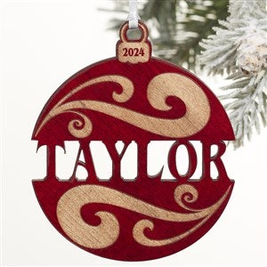 Personalized Red Wood Name Ornament - 11087-R