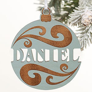Personalized Name Ornament - Blue Stain Wood - 11087-B