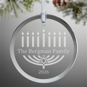 Menorah Personalized Glass Ornament - 12428