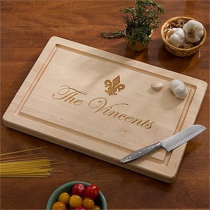 Personalized Maple Cutting Board with Serving Handles - Family Name - 13070D-NH
