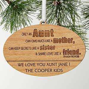 Special Aunt Personalized Ornament- Natural Wood - 13878