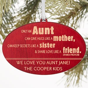 Special Aunt Personalized Ornament- Red Wood - 13878-R