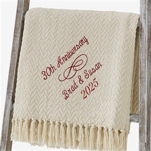 Happy Anniversary Embroidered Afghan - 13892