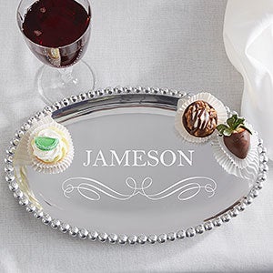 Mariposa String of Pearls Personalized Oval Tray - 13946