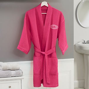 Embroidered Pink Waffle Weave Kimono Robe - 14886-RP