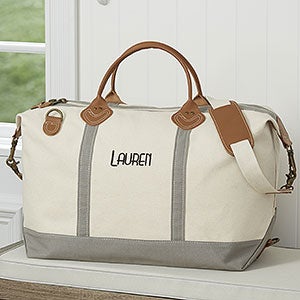Luxurious Weekender Embroidered Canvas Duffel- Grey - 15171-G