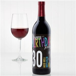 Bold Birthday Personalized Wine Bottle Label - 15642-T