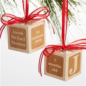 Babys 1st Christmas Personalized Wood Block Ornament - 16003D