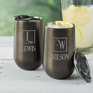 Square Monogram Personalized Travel Tumbler - 16087