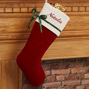 Winter Classic Personalized Quilted Christmas Stockings - Red - 16279-B