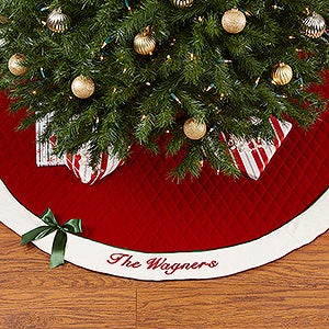 Winter Classic Personalized Quilted Tree Skirt with Bow - 16349