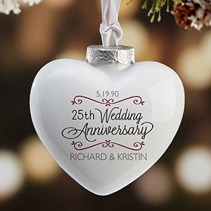 Anniversary Wishes Personalized Deluxe Heart Ornament - 16396