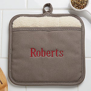 Personalized Pot Holder Hot Pad Mitt - Embroidered Name - 16436-N