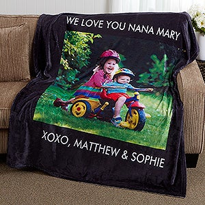 Picture Perfect Personalized 50x60 Plush Fleece Photo Blanket- 1 Photo - 16486-1