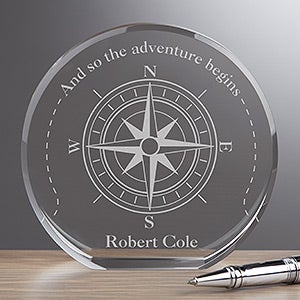Compass Inspired Personalized Premium Crystal Award - 16716