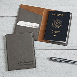 Signature Series Personalized Passport Holder- Grey - 16957-G