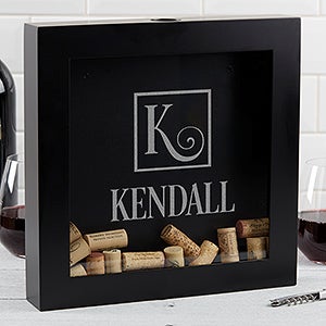 Square Monogram Personalized Wine Cork Shadow Box - 17020