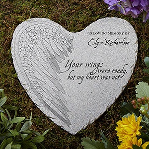 Your Wings Personalized Memorial Heart Garden Stone - 17271