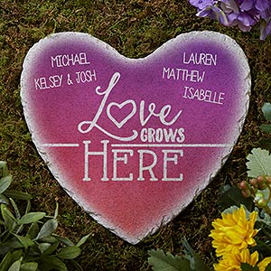 Love Grows Here Personalized Heart Garden Stone - 17274