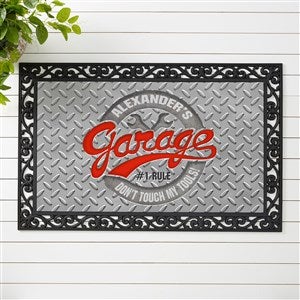 Personalized "His Garage Rules" Doormat - 17296-M