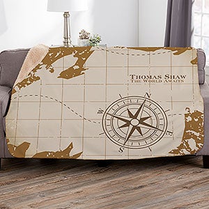 Compass Inspired Retirement Personalized 60x80 Sherpa Blanket - 17384-SL
