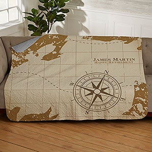 Compass Inspired Retirement Personalized 50x60 Quilted Blanket - 17384-Q