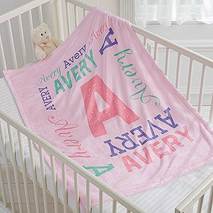 Repeating Name Personalized 30x40 Plush Fleece Baby Blanket - 17474