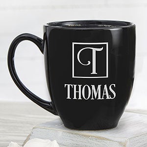 Square Monogram Personalized 16 oz. Bistro Mug- Black - 17716-B