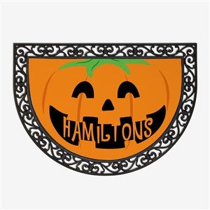 Happy Jack-o-Lantern Personalized Half Round Doormat - 17870
