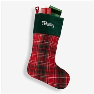Holiday Plaid Personalized Stocking - 17895